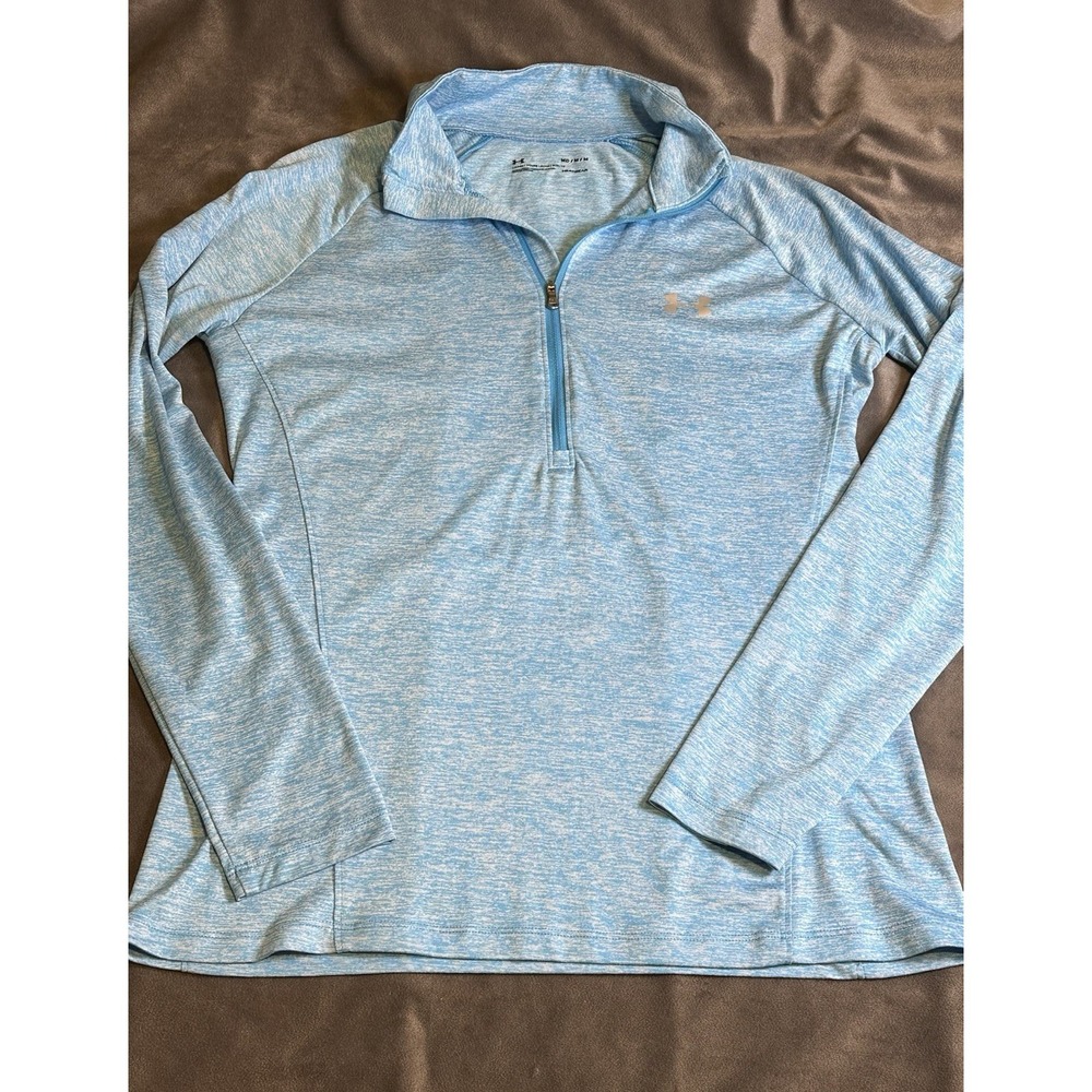 Under Armour Womens HeatGear  Light Blue Quarter Zip Pull Over Size Medium